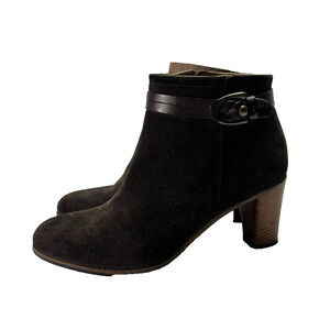 Alberto Fermani Booties Womens 8 Ginosa Antracite Leather Suede Ankle Heeled